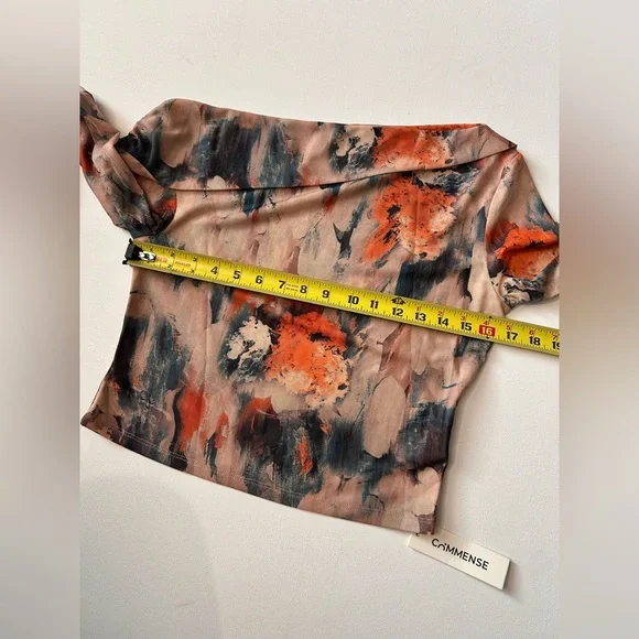 NEW Commense Retro Asymmetrical Collar Crop Top One Shoulder Long Sleeve Large - Picture 6 of 11